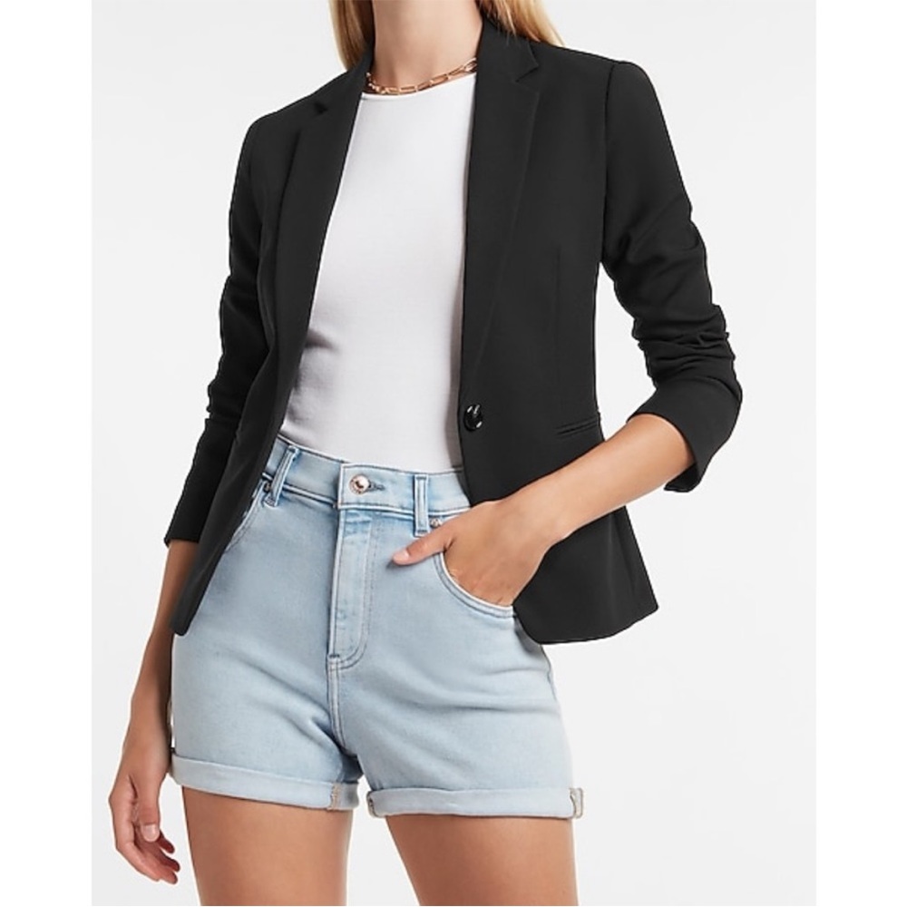 Express Supersoft Twill Notch Collar One Button Blazer
